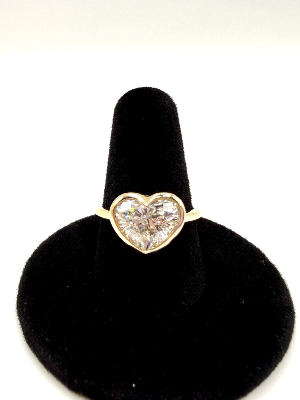 Solid 14k Yellow Gold Lab Grown 3 Carat Heart Shaped Ring. Size 7 IGI Cert.